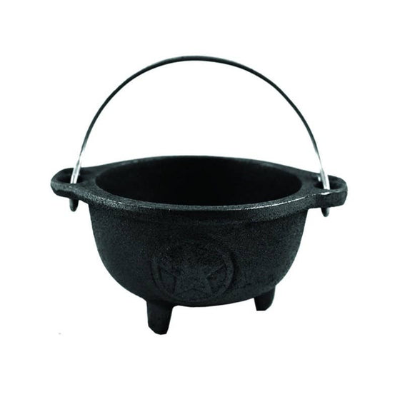 Pentagram Cast Iron Cauldron Bowl w/ Hanger (3 in.)