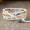 Natural White Howlite Stone & Gold Bead Wrap Bracelet