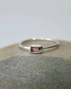 October Birthstone Stacking Ring - Pink Tourmaline in Sterling Silver