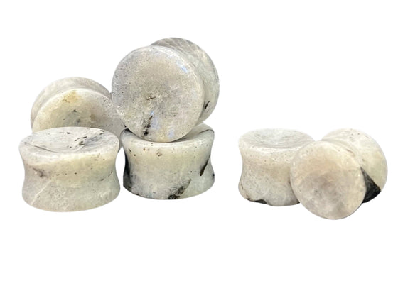 Moonstone Plugs – Double Flare Natural Stone Gauges