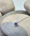 September Birthstone Necklace in Blue Sapphire + Sterling Silver