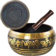  Singing Bowl-Om/Black&Gold-5.5"Di.(0.68-0.75Kg)