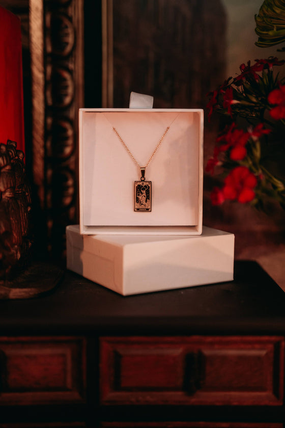 Tarot Card Necklace - Strength from the Marigold Tarot Deck, 13th Press x Feyr™
