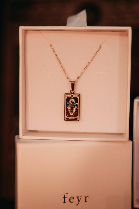 Tarot Card Necklace - The Moon from the Marigold Tarot Deck