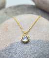 March Birthstone Necklace in Aquamarine + Gold