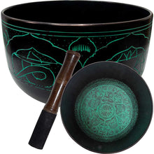  Singing Bowl-Flat/5 Buddhas-Green-6"Di.