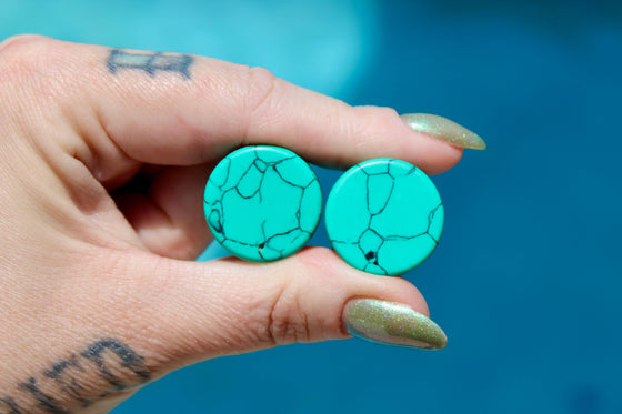 Turquoise Howlite Plugs – Double Flare Natural Stone Gauges