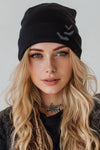 Fall Beanie with Puff Print Halloween Bats