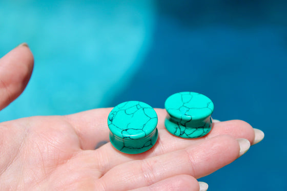 Turquoise Howlite Plugs – Double Flare Natural Stone Gauges