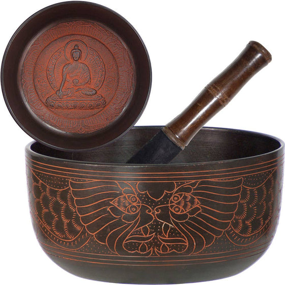 Singing Bowl-Flat/Medicine Buddha-Red-7"Di.