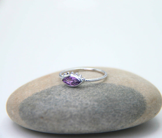 Blue Topaz Evil Eye Ring in Sterling Silver - Intuition + Protection