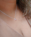 October Birthstone Necklace in Pink Tourmaline + Sterling Silver