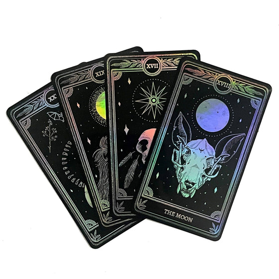 Celestial Stickers Marigold Tarot Holographic: The Star, The Moon, The Sun, The World