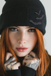 Fall Beanie with Puff Print Halloween Bats