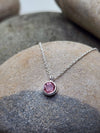 October Birthstone Necklace in Pink Tourmaline + Sterling Silver