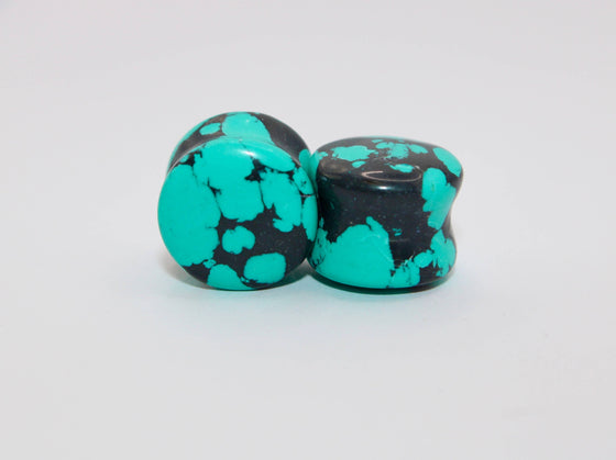 Turquoise Howlite Plugs – Double Flare Natural Stone Gauges