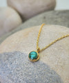 May Birthstone Necklace in Emerald + Gold