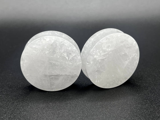 White Quartz Plugs – Double Flare Natural Stone Gauges