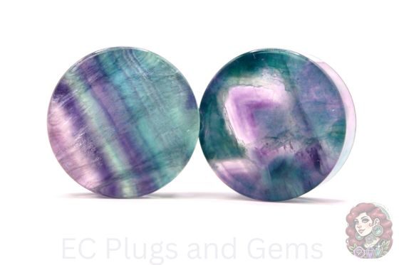 Rainbow Fluorite Plugs – Double Flare Natural Stone Gauges
