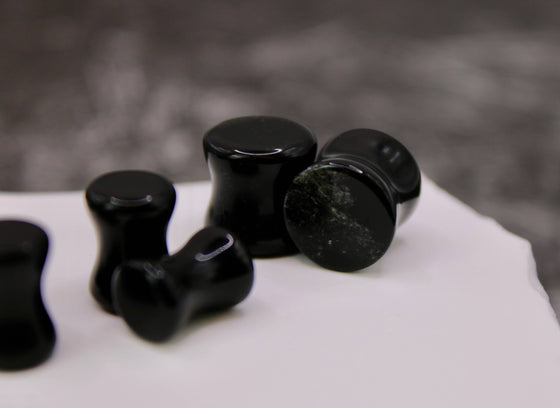 Black Tourmaline Plugs – Double Flare Natural Stone Gauges