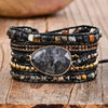 Natural Black Labradorite & Picasso Jasper Wrap Bracelet