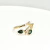 Green jade branch ring in gold