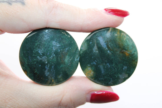Moss Agate Plugs – Double Flare Natural Stone Gauges