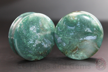  Moss Agate Plugs – Double Flare Natural Stone Gauges