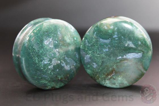 Moss Agate Plugs – Double Flare Natural Stone Gauges
