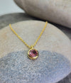 October Birthstone Necklace in Pink Tourmaline + Gold