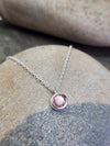 October Birthstone Necklace in Pink Tourmaline + Sterling Silver