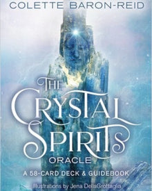 Book cover of 'The Crystal Spirits Oracle' with a mystical figure and blue tones.