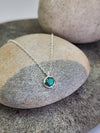 May Birthstone Necklace in Emerald + Sterling Silver
