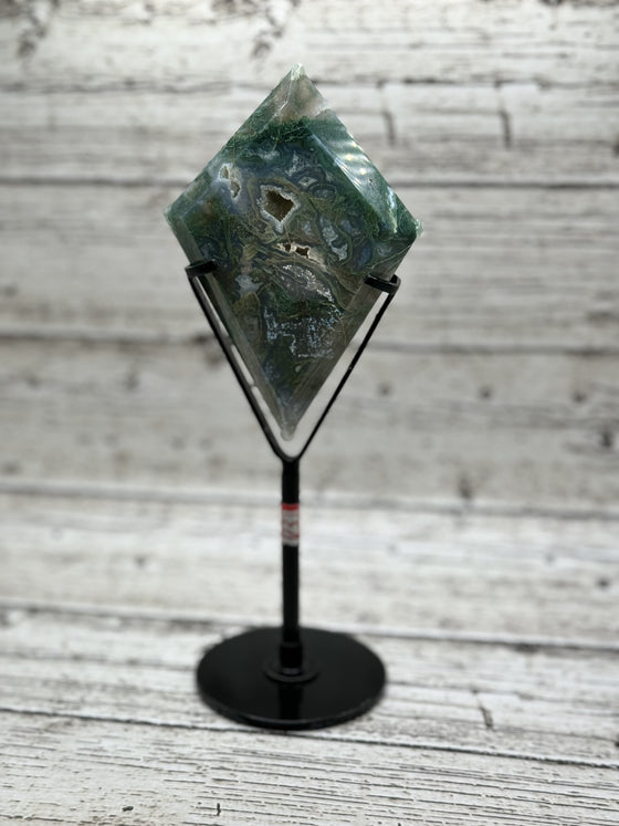 Moss Agate Diamond (in stand)