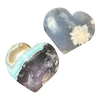 Black Flower Agate Heart