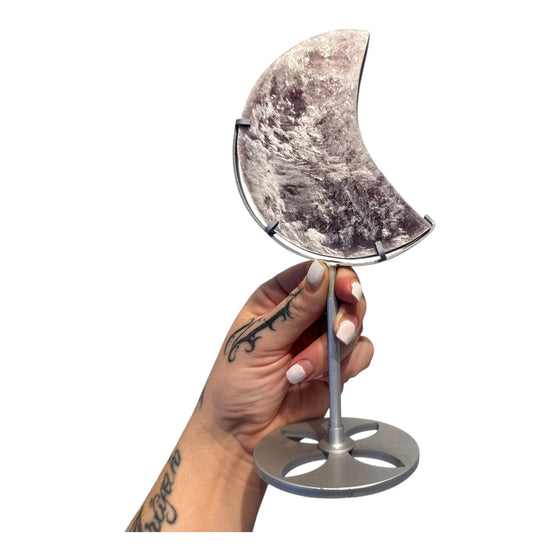 Lepidolite (Purple Mica) Moon in Stand