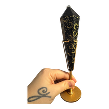  Black Obsidian Painted Wand in Stand