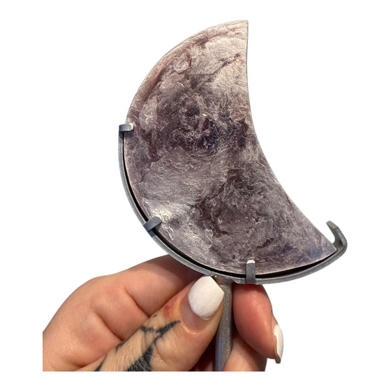 Lepidolite (Purple Mica) Moon in Stand