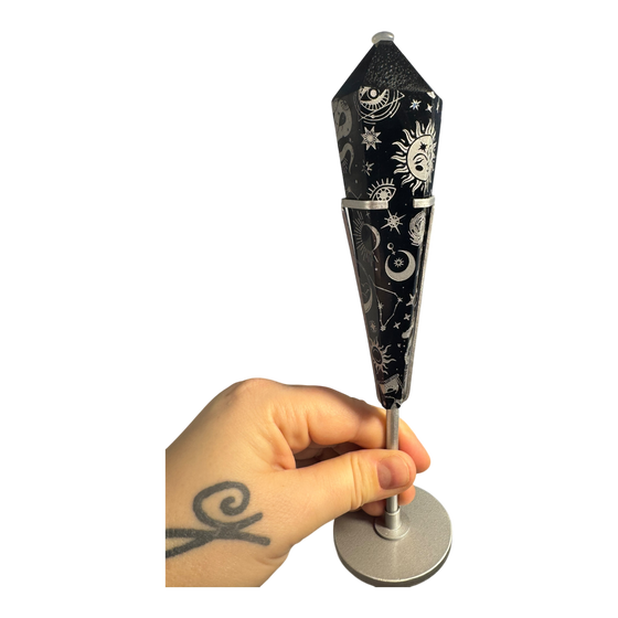 Black Obsidian Painted Wand in Stand