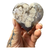 Black Flower Agate Heart