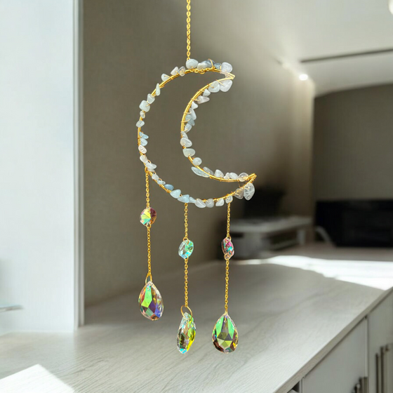 Crystal Chips Moon Sun Catcher