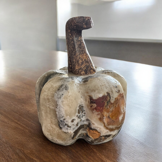 Calcite Pumpkins with Marble Stem