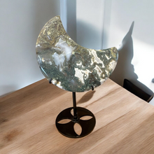  Moss Agate Moon (in stand)