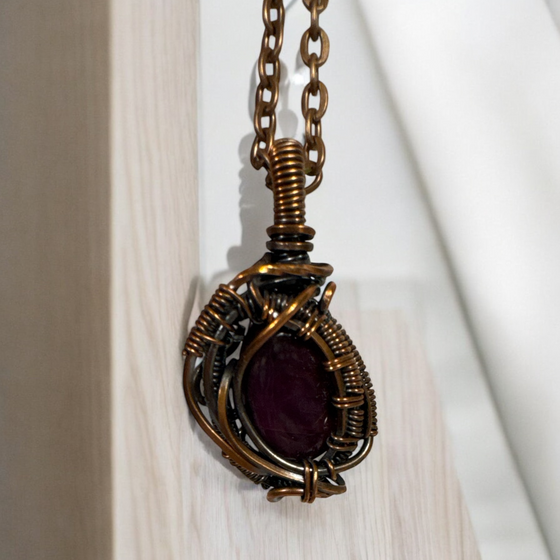 Ruby Wire Wrapped Necklace