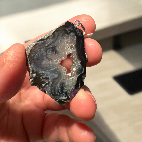 Angel Aura Agate Geode Pendant