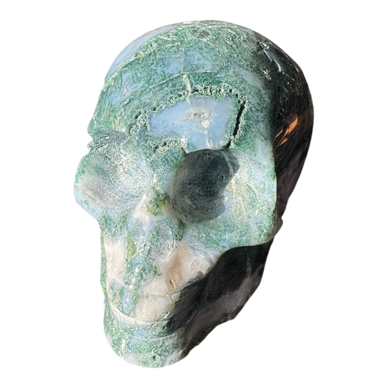 Moss Agate Skull