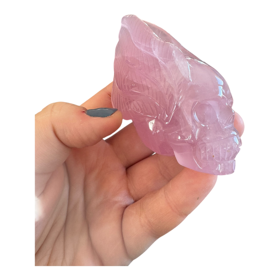 Rose Quartz Skull with Wings