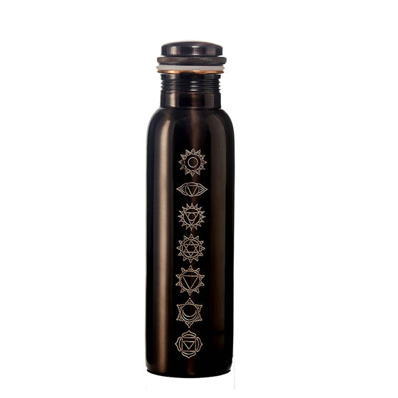 7 Chakras Engraved Antique Copper Water Bottle 950 ml. 32oz