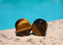 Tiger's Eye Plugs – Double Flare Natural Stone Gauges