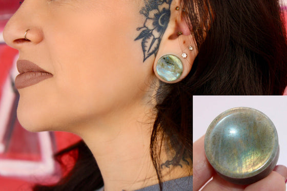 Labradorite Plugs – Double Flare Natural Stone Gauges